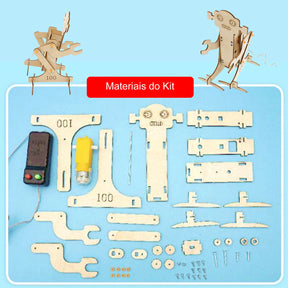 Robô Criativo Ambulante de Madeira - Kit Educação STEAM